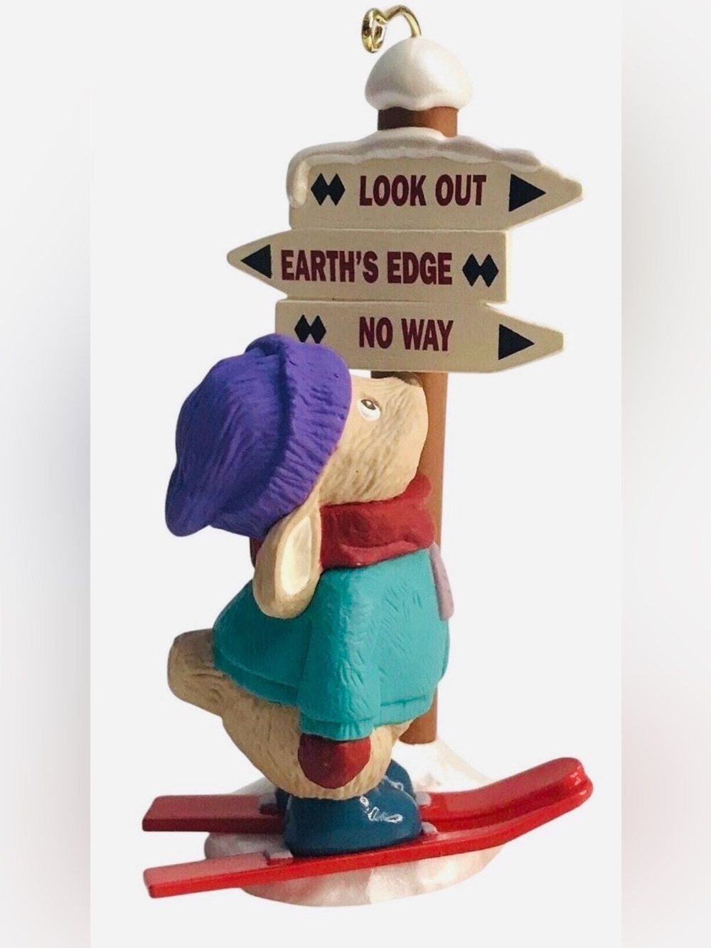 1994 Thrill-A-Minute Kids Decorative Bunny Figurine with Signpost